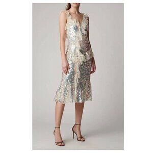 NEEDLE & THREAD Scarlett Sequined Tulle Midi Dress in‎ Metallic